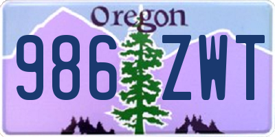 OR license plate 986ZWT