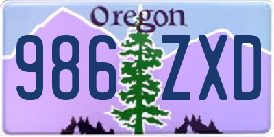 OR license plate 986ZXD