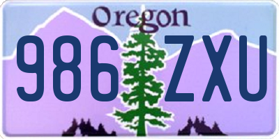 OR license plate 986ZXU