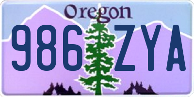 OR license plate 986ZYA