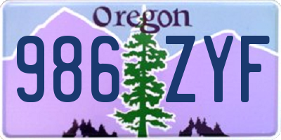 OR license plate 986ZYF