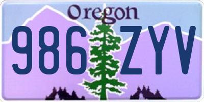 OR license plate 986ZYV