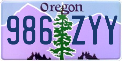 OR license plate 986ZYY