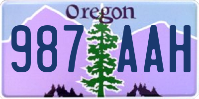 OR license plate 987AAH