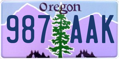 OR license plate 987AAK