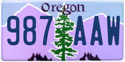 OR license plate 987AAW