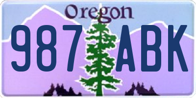 OR license plate 987ABK