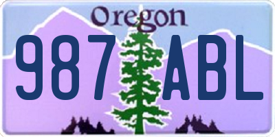 OR license plate 987ABL