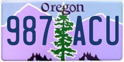 OR license plate 987ACU