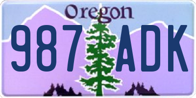 OR license plate 987ADK
