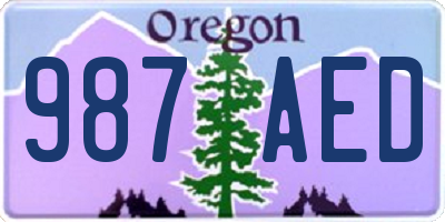OR license plate 987AED