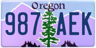 OR license plate 987AEK