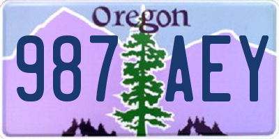 OR license plate 987AEY