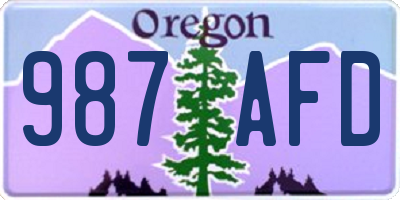OR license plate 987AFD