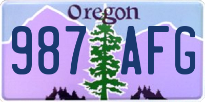 OR license plate 987AFG