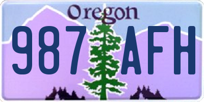 OR license plate 987AFH