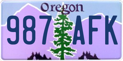 OR license plate 987AFK