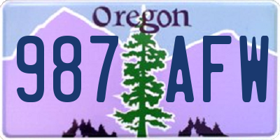 OR license plate 987AFW