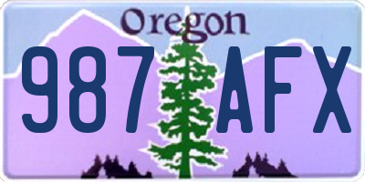 OR license plate 987AFX