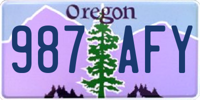 OR license plate 987AFY