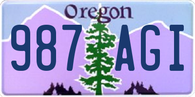 OR license plate 987AGI