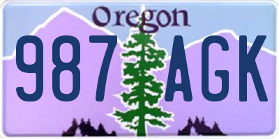 OR license plate 987AGK