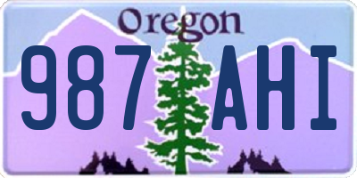OR license plate 987AHI