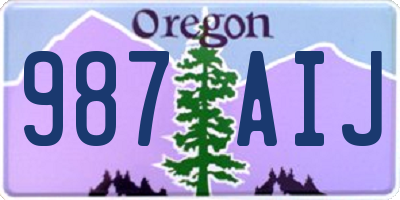 OR license plate 987AIJ