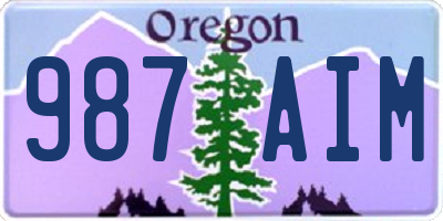 OR license plate 987AIM