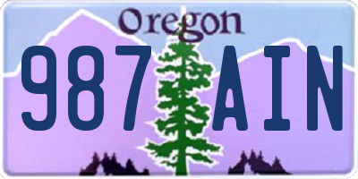 OR license plate 987AIN