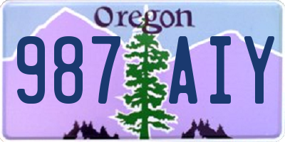 OR license plate 987AIY
