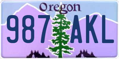 OR license plate 987AKL
