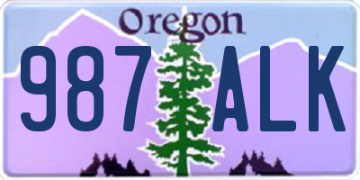 OR license plate 987ALK