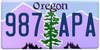 OR license plate 987APA