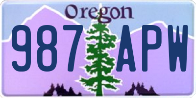 OR license plate 987APW