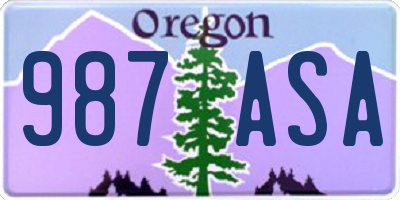 OR license plate 987ASA