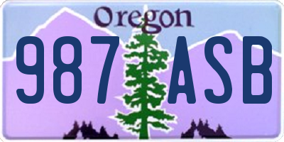 OR license plate 987ASB