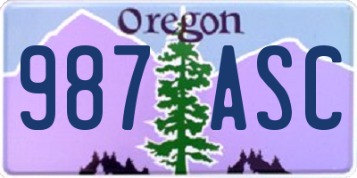 OR license plate 987ASC