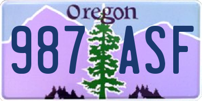 OR license plate 987ASF