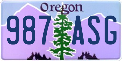 OR license plate 987ASG