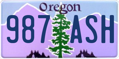 OR license plate 987ASH