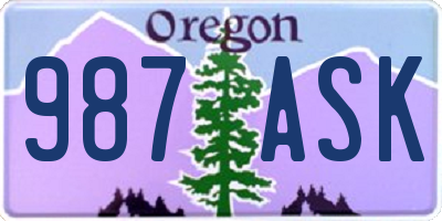 OR license plate 987ASK