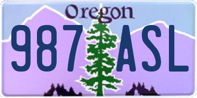 OR license plate 987ASL