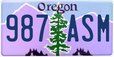 OR license plate 987ASM