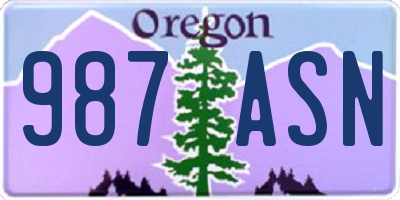OR license plate 987ASN