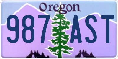 OR license plate 987AST