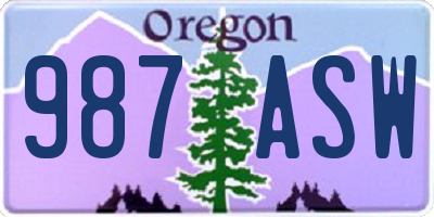 OR license plate 987ASW