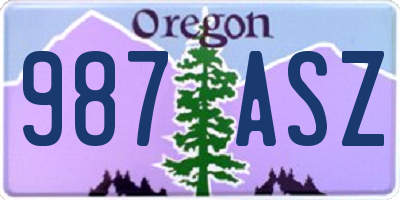 OR license plate 987ASZ