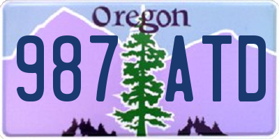 OR license plate 987ATD