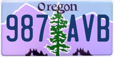 OR license plate 987AVB
